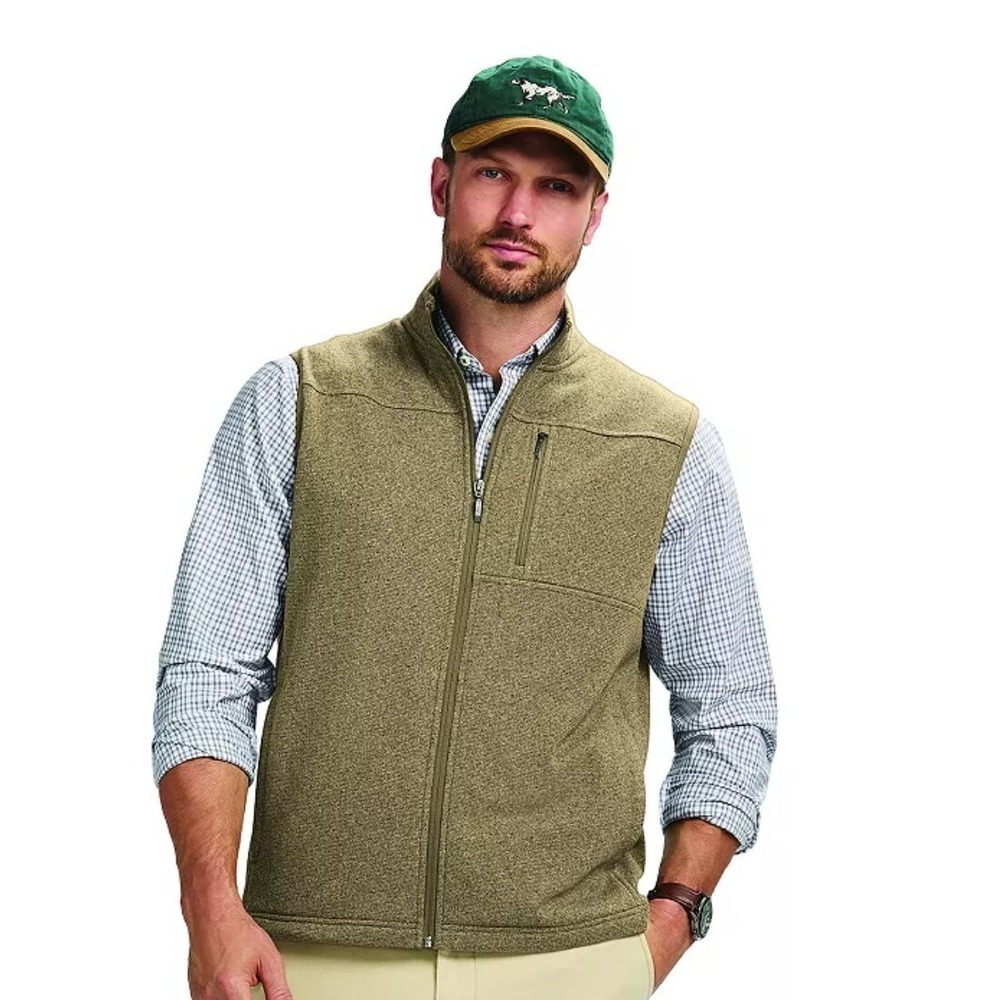 IZOD Fleece Sweater Vest pockets, NWT Camel Heather‎ color - Men's size S